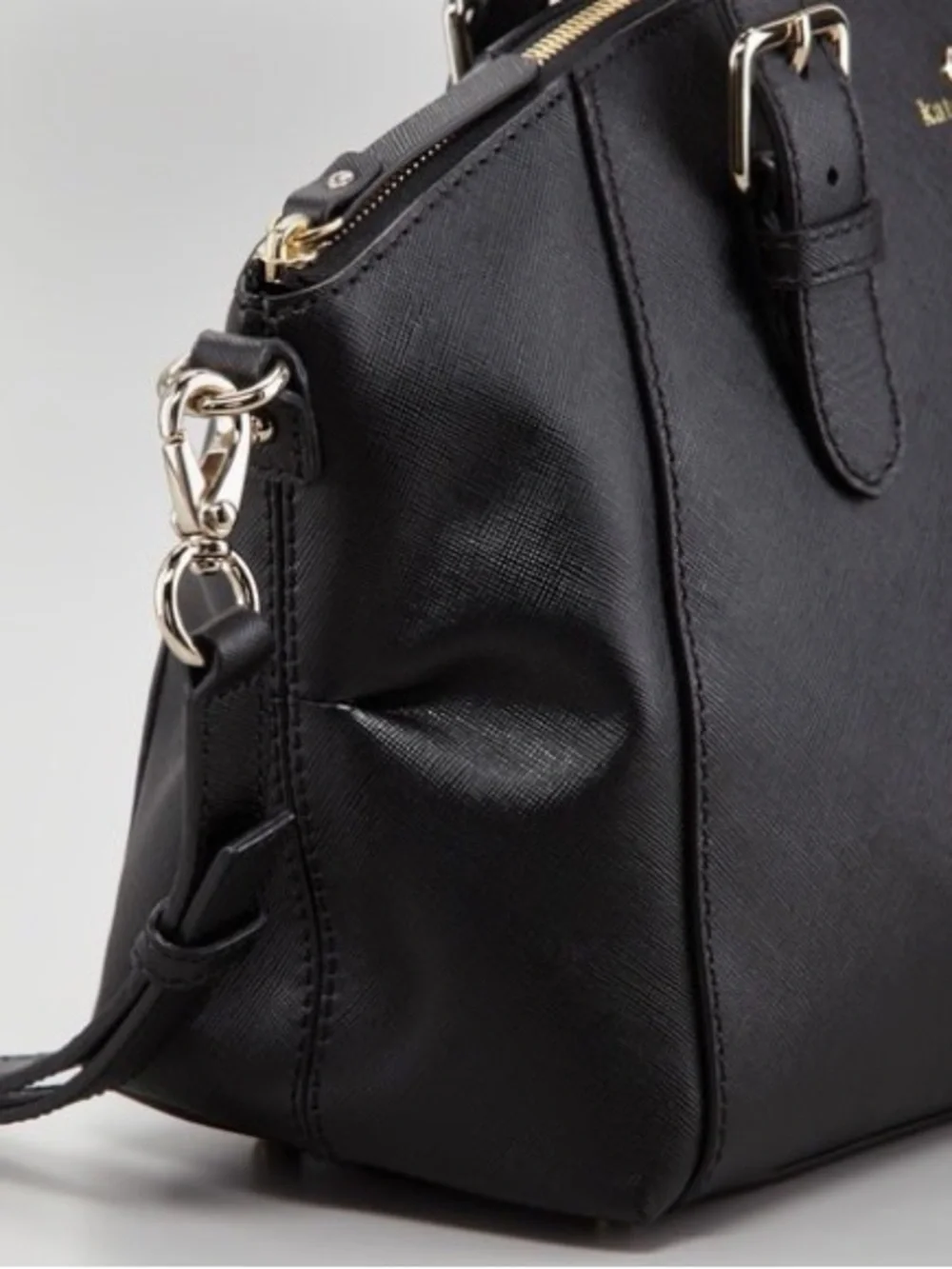 kate spade black leather double-handle satchel with gold hardware. Gift. NWT